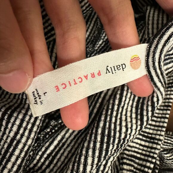 DAILY PRACTICE by ANTHROPOLOGIE Flounced Mini Dress in Black/White Spacedye - Picture 9 of 12